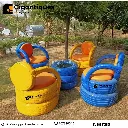 Four seater tyre backrest seat with Glass top Tyre center table