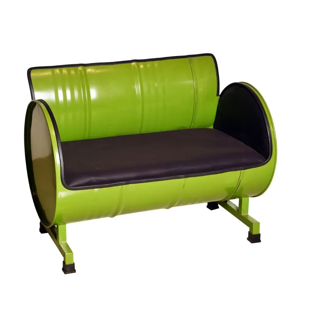 TWO SEATER METAL DRUM SOFA WITH MEATAL BACKREST
