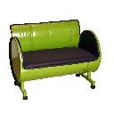 TWO SEATER METAL DRUM SOFA WITH MEATAL BACKREST