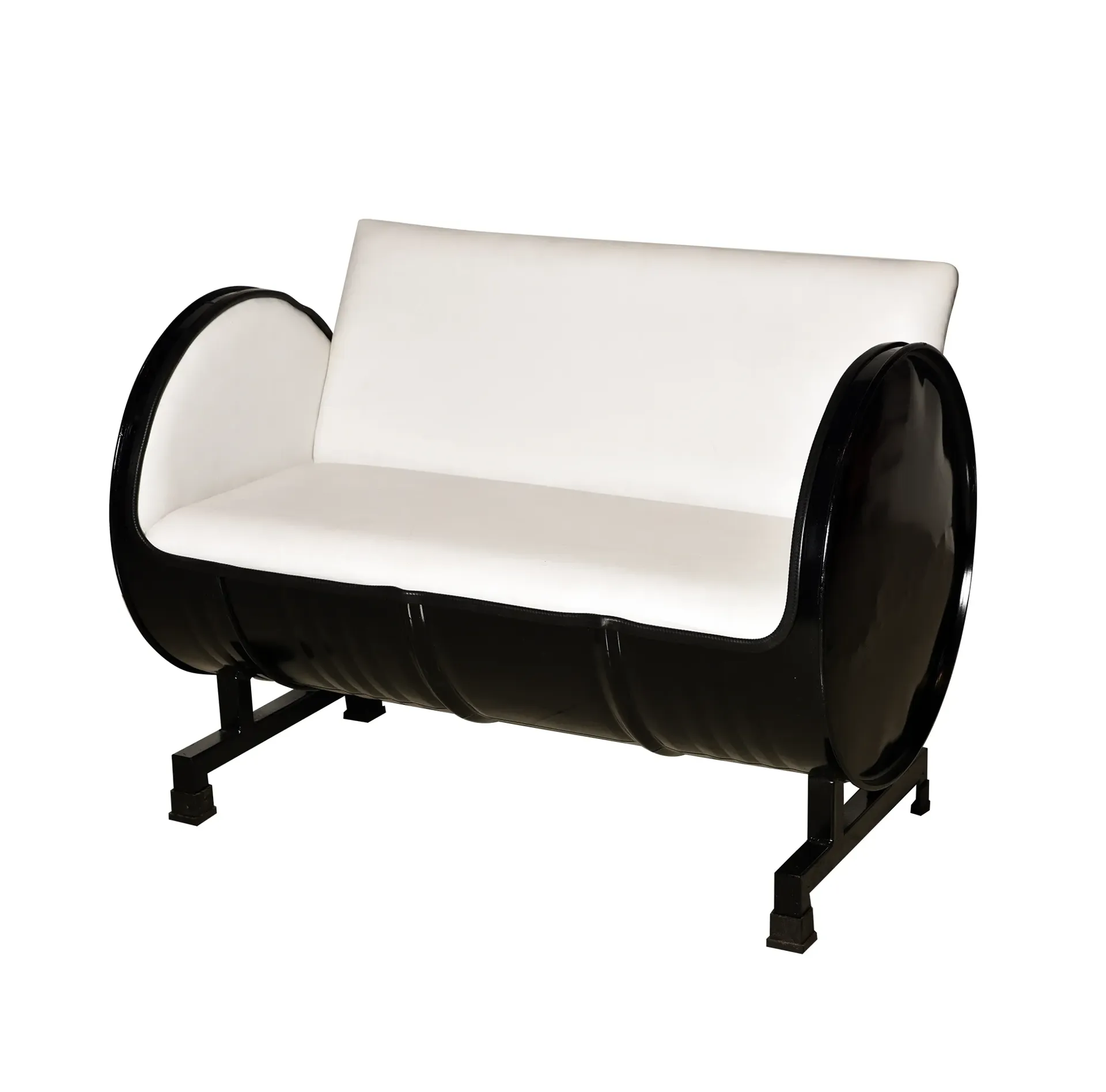 TWO SEATER BARREL SOFA WITH CUSHION BACKREST