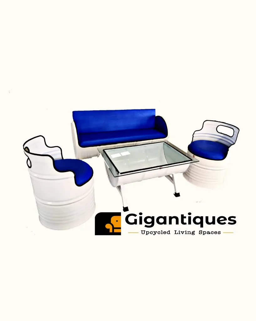 [GD 84] 5 SEATER OFFICE RECEPTION METAL DRUM FURNITURE SET